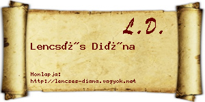 Lencsés Diána névjegykártya
